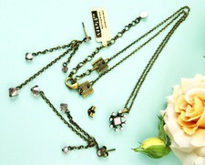 Konplott Kette Ohrstecker bronze Swarovski Perlen Strassteine weiss rosa neu