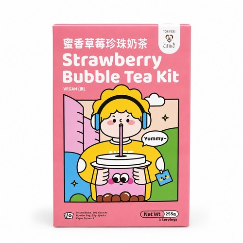 Erdbeere bubble tea set 3 - erdbeere, –
