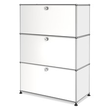 USM Haller Sideboard 3OH x 1 Reihe Weiß mit Chromgestell 3 x Klapptüren 