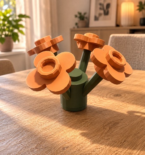 Blume klemmbausteine orange - blume,