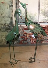 Gartenfiguren große Tiere - 2er Set Kraniche handgefertigt wetterfest 92cm