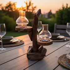 Holz Kerzenständer Baum Teak