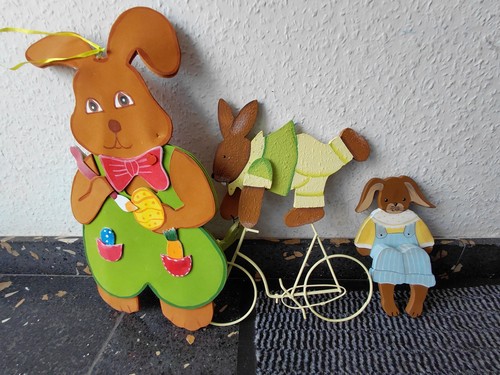 3er set osterhasen holzfiguren - osterhasen,