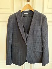 Drykorn Anzug dunkelblau kariert mit Weste Größe 48 EU 38 UK
