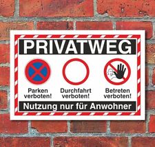 Schild Privatweg Parken Durchfahrt Betreten verboten 3 mm Alu-Verbund