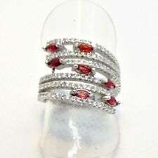 Navette Saphir CZ Cluster Ring 925 Silber 585 Weißgold vergoldet 16,8 mm 53