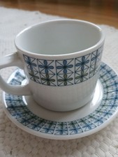 Schönwald Tasse mit Untertasse Retro Mehrfarbig Porzellan Kaffee Tee