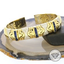 Wert 18.500,- Brillant Saphir Armspange 750 / 18 Kt Bicolor Gold 17cm XXYY