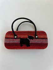 Brillenetui Damen Fell Stoff Schottischer Terrier Rot Designer