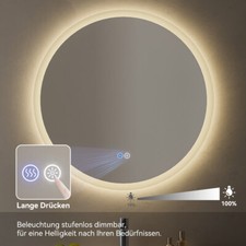 LED Lichtspiegel Antibeschlag ohne Rahmen Wandspiegel mit 3 Farbe Beleuchtung