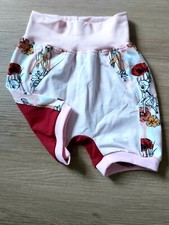 rosa/rote kurze Pumphose, Bambi,Neu, Handmade, Jersey, Gr.104/110,Kita,Urlaub 