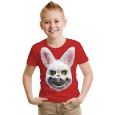 Kinder T-Shirt Böser Hase Horror Motiv Halloween fasching kostüm bunny rabbit 