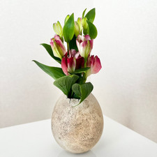 Einzelne Blumenvase Keramik Ei Ornament Steinzeug Handarbeit Runde Form