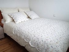 FEMME FACON Wohn KUSCHEL-DECKE WILDBLUMEN Plaid Quilt 130x160 bunt Bio-Baumwolle