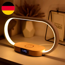 Nachttischlampe mit Ladefunktion, mit Uhr, Touch Dimmbar mit 3 Farbtemperaturen