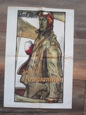 Original  Plakat  , Flugzeug  Flieger Soldat Pilot Kriegsanleihe  1.Weltkrieg