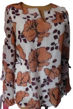 comma Damen Bluse Gr. 38 Beige Rose Blumen ( gefüttert, Ärmel durchsichtig )