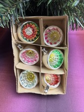 6 x alte Lauscha Reflexkugel Ø ca. 5 cm Christbaumkugel Christbaumschmuck DDR