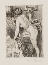 P. PAEDE (1868-1929), Akt auf Chaiselongue, um 1920, Radierung Jugendstil
