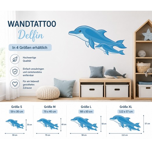 Wandtattoo delfin wandsticker - wandtattoo,