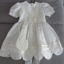 Mädchen Kleid +Tasche festlich Prinzessin Hochzeit Party Abendkleid Ivory Gr.98