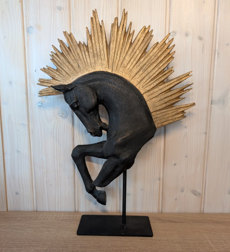 Gold sunburst horse sculpture - sunburst,