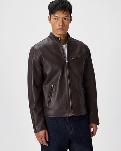 Herren echtleder bikerjacke - echtleder,