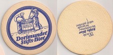 Dortmunder Stifts-Bier - alter Bierdeckel / Bierfilz "entschieden - zufrieden"