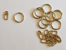 10 Metall Vorhang Ringe messing glanz für Vorhangstangen 12 mm - 16 mm - 20 mm