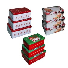 9er Set Weihnachts Gebäckdosen Keksdose Blech Rechteckig Gebäck Dose Christmas