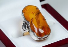800 Silber - antiker großer Art Deco Ring - natürlicher Bernstein