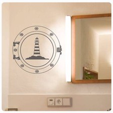 Leuchtturm Wandtattoo Wandaufkleber Maritim Bad WC Badezimmer Bullauge W230 