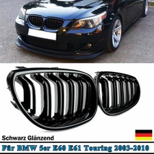 DOPPELSTEG KÜHLERGRILL GRILL NIEREN SCHWARZ GLÄNZEND für BMW 5er E60 E61