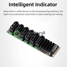 M.2 NVME PCI-E PCIE X4 X8 X16 to 6 Port 3.0 SATA Adapter Card Riser III ASM1166