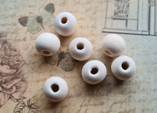 100 Natur Holzperlen Roh Großlochperlen 12 mm Rund Loch 4 mm Schmuck