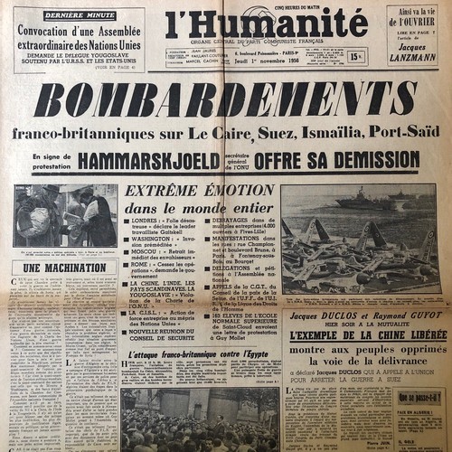Journal humanite 11 1956 - journal, 01.11.1956