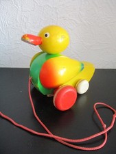 DDR Kleinkinder Holz Spielzeug Ente zum nachziehen