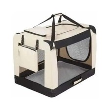 🐾 Topmast Nylon Hundetransportbox – beige | Faltbare Reisebox für Hunde