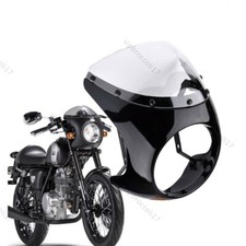 Glänzend schwarz Vintage Motorrad Umbau Haube Deflektor Scheinwerfer Abdeckung