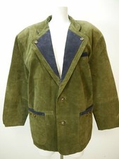 Echtes Leder grün mit Revers sagenhafte Herren Trachtenjacke Janker Gr.54