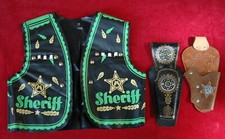 ältere Sheriff Weste + 2 x Pistolen Holster - Cowboy - Fasching Kostüm
