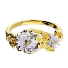 2-farbiger floraler Ring 9 kt