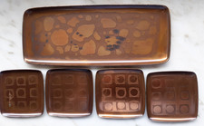 Kupfer-Tablett mit 4 Untersetzern 1960/70er Vintage