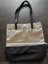 C&A Clockhouse Shopper Tasche Schultertasche Kunstleder Schwarz Silber -NEU-