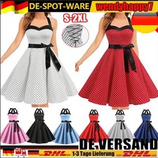 Damen Vintage 50er60er Rockabilly Midikleid ausgestellter Partykleider Cocktail
