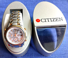 Sammler- Uhr Citizen Eco-Drive chronograph WR 100 in OVP + Bedienungsanleitung