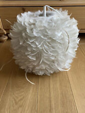 Hängelample Lampe Weiß Federn Leder ca. 35 x 30 cm