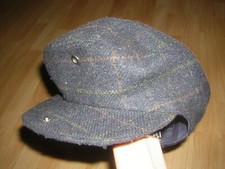 Herren Tweed-Schiebermütze Kappe Größe M dunkel-grau mit Karomuster DENTS