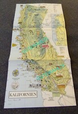 Nostalgie Faltkarte KALIFORNIEN Plan Poster Wandbild Dekoration 27/54 cm