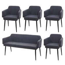 B-Ware Esszimmer-Set MCW-L13, 4er-Set Stuhl+Sitzbank, Stoff/Textil, anthrazit